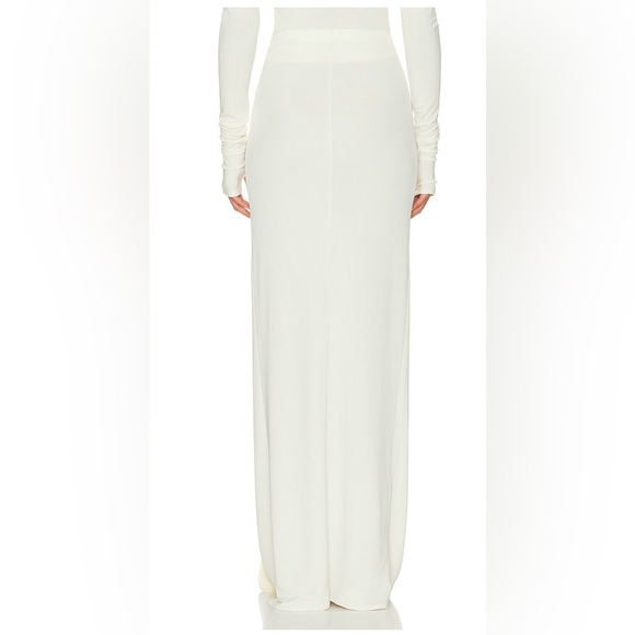 HELSA- XXS -matte jersey long wrap skirt- ivory. - Picture 4 of 8